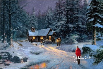 350 人の有名アーティストによるアート作品 Painting - クリスマスの奇跡 トーマス・キンケード